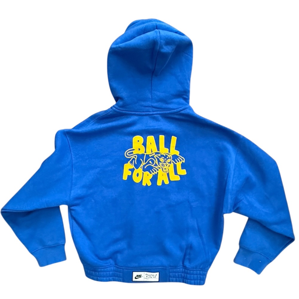 Nike Blue Hoodie with Yellow 'Ball For All' Graphic - Kids